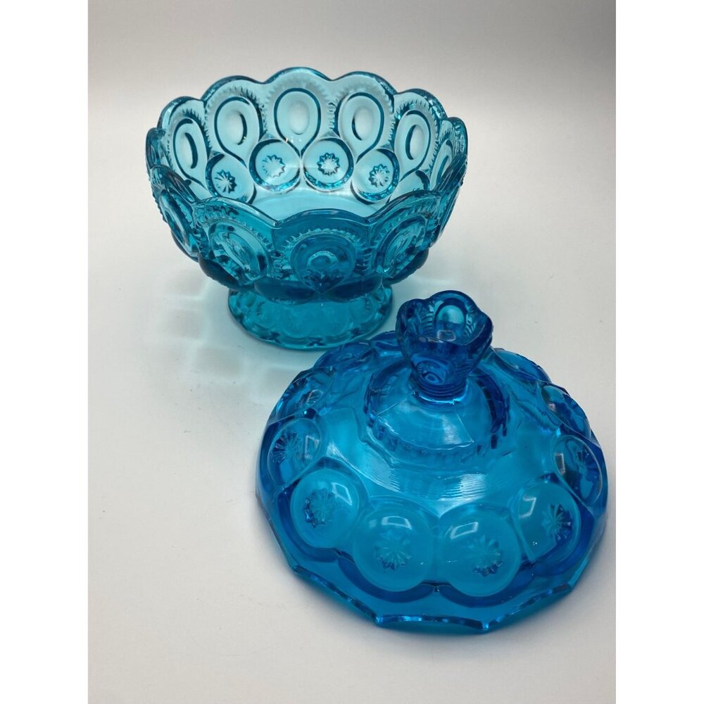 Moon N Star Colonial Blue Compote Lidded - Picture 3 of 6